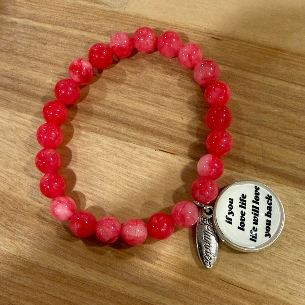 Plunder Pink Beaded Bracelet with Inspirational Charms